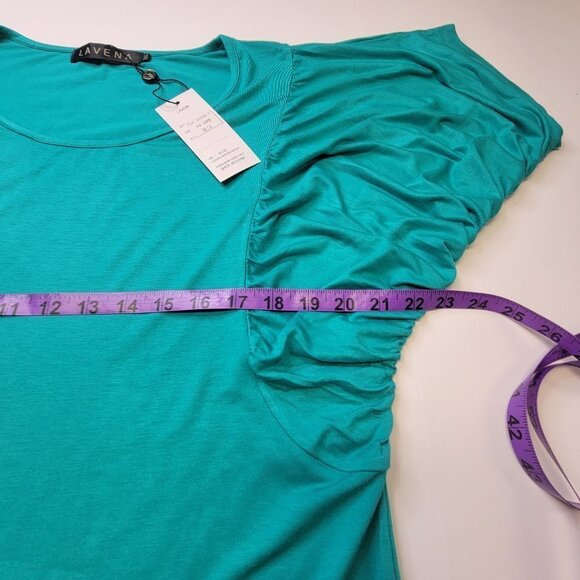 Turquoise Cotton Short Sleeve Batwing Sleeve Blouse Top- Size M Size XL - NWT - Picture 7 of 9